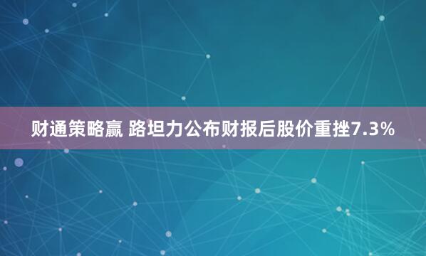 财通策略赢 路坦力公布财报后股价重挫7.3%