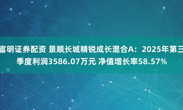 富明证券配资 景顺长城精锐成长混合A：2025年第三季度利润3586.07万元 净值增长率58.57%