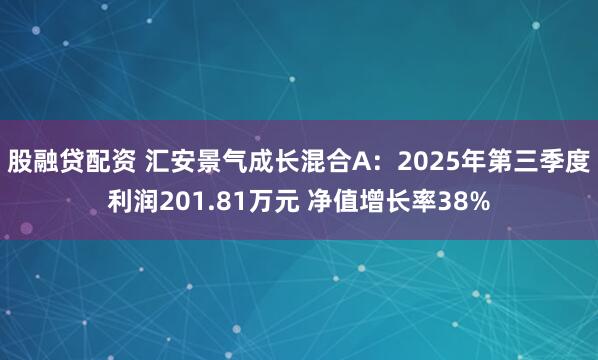 股融贷配资 汇安景气成长混合A：2025年第三季度利润201.81万元 净值增长率38%